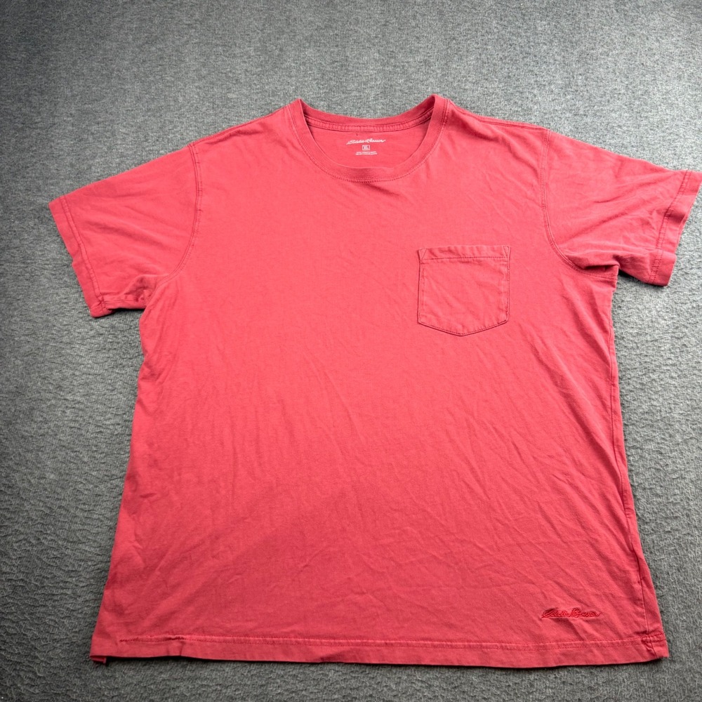 Eddie Bauer Pocket T-Shirt Men's XL Red Short Sleeve Cotton Blend Crewneck